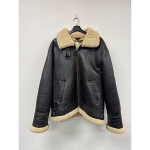 Cabela's Shearling Jacket Mens XL Brown Leather Sheepskin Bomber Outdoor